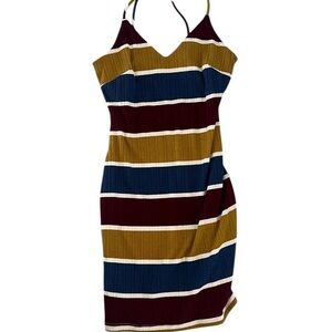 Windsor Gold and Blue Sleeveless Slip Midi Dress